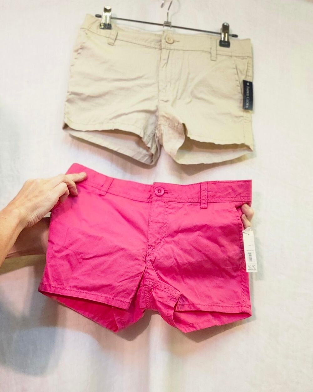 Bundle of 2 NWT Sz 10 Cargo Micro Shorts Hot Pink Khaki Pocket Details